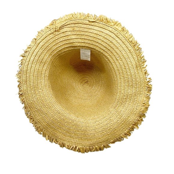 Tan Raw Edge Wide Brim Sun Hat OS - Picture 15 of 15